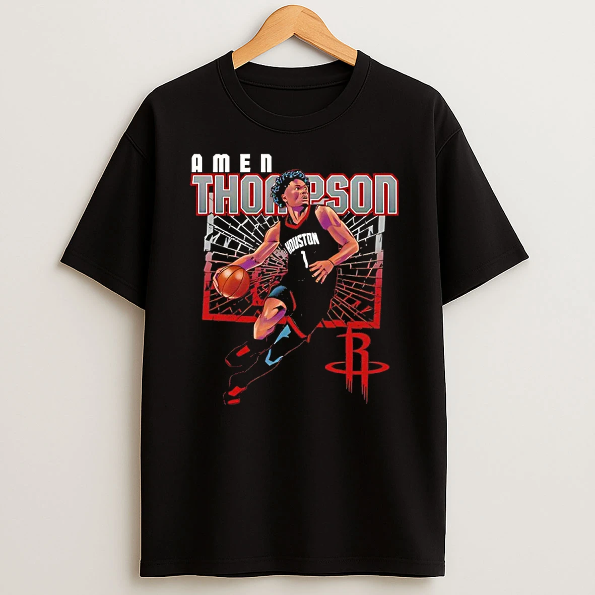 Amen Thompson Houston Rockets Basketball Player Shattered T Shirt