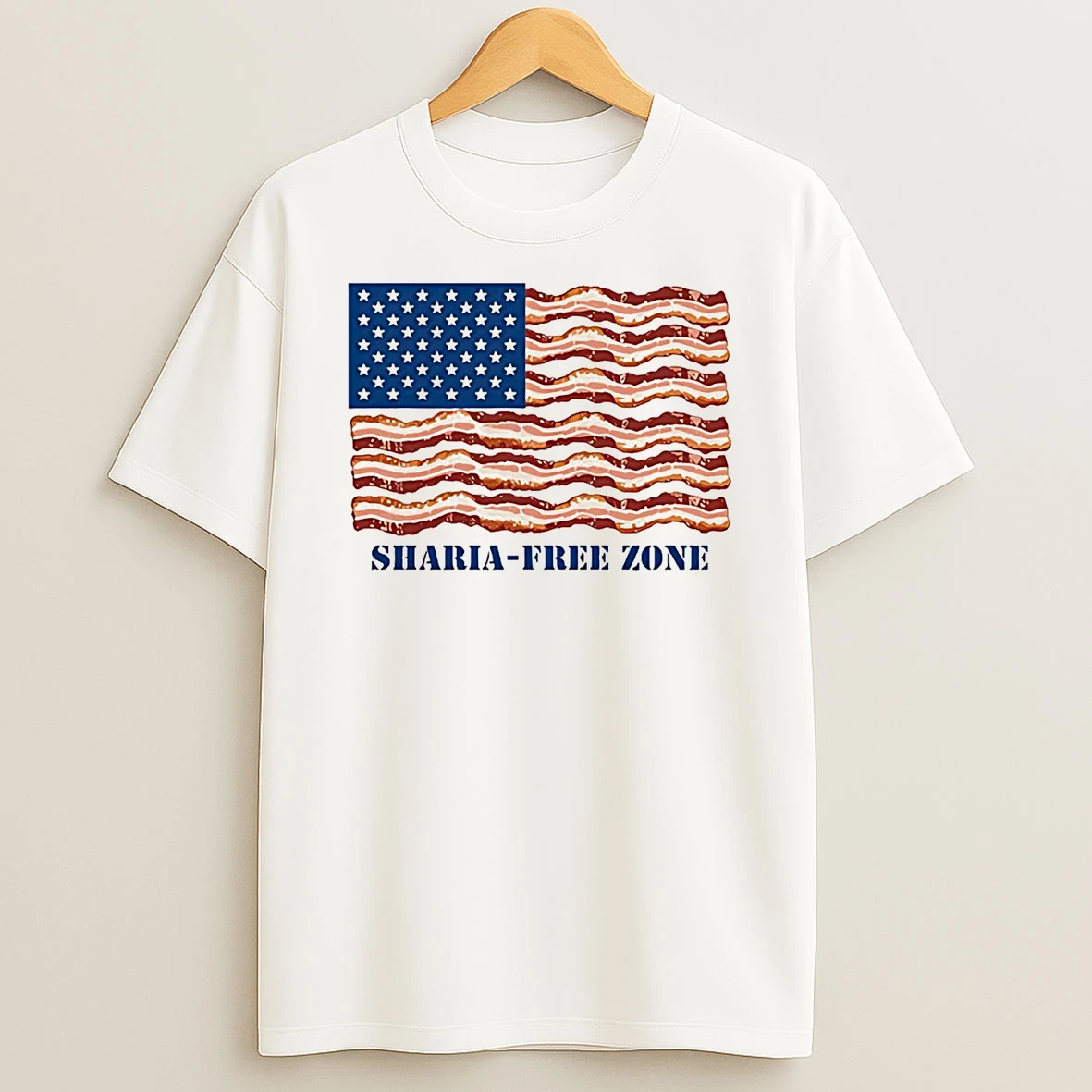 American Flag Sharia Free Zone Bacon T Shirt