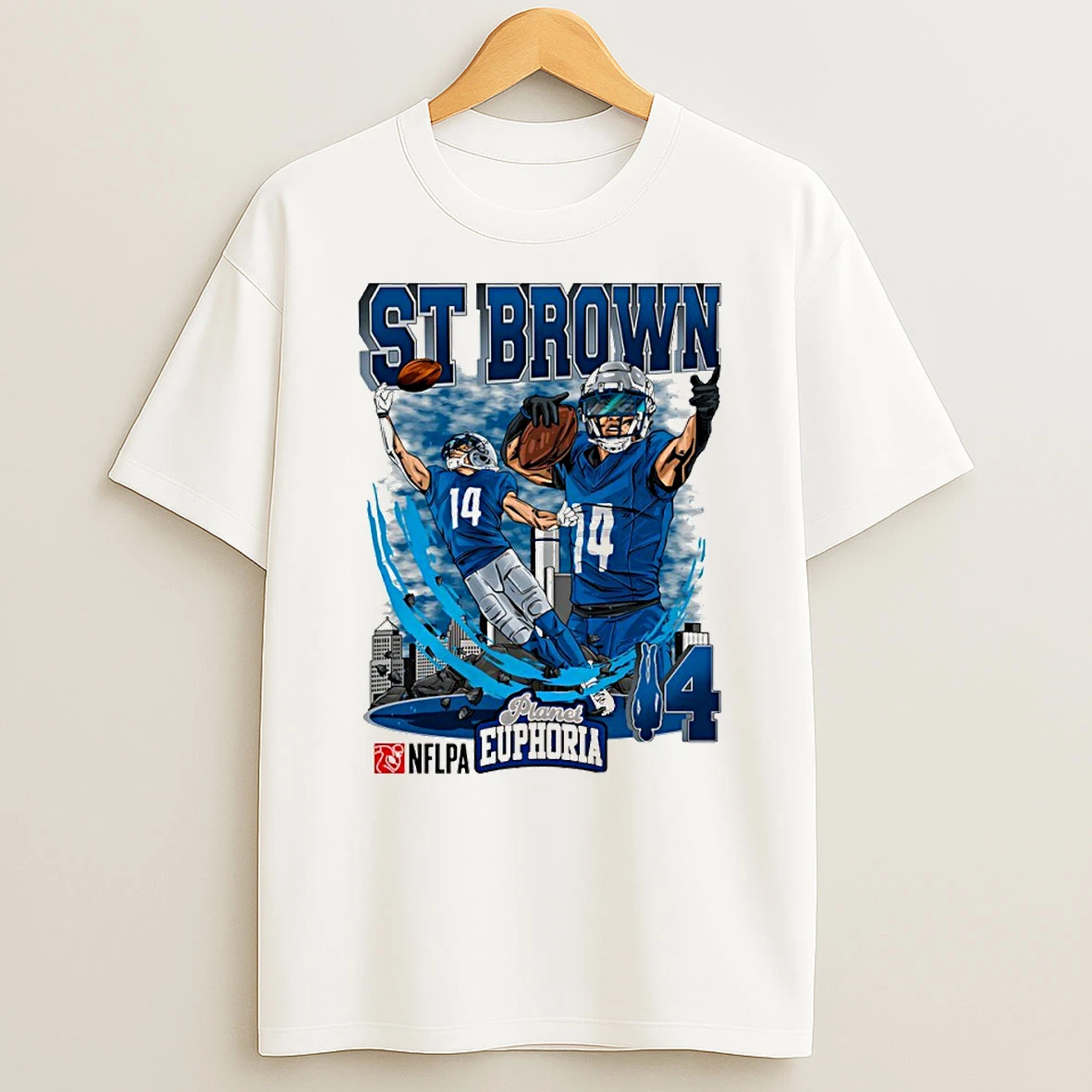 Amon Ra St Brown 14 Detroit Lions Football Comic Circle T Shirt