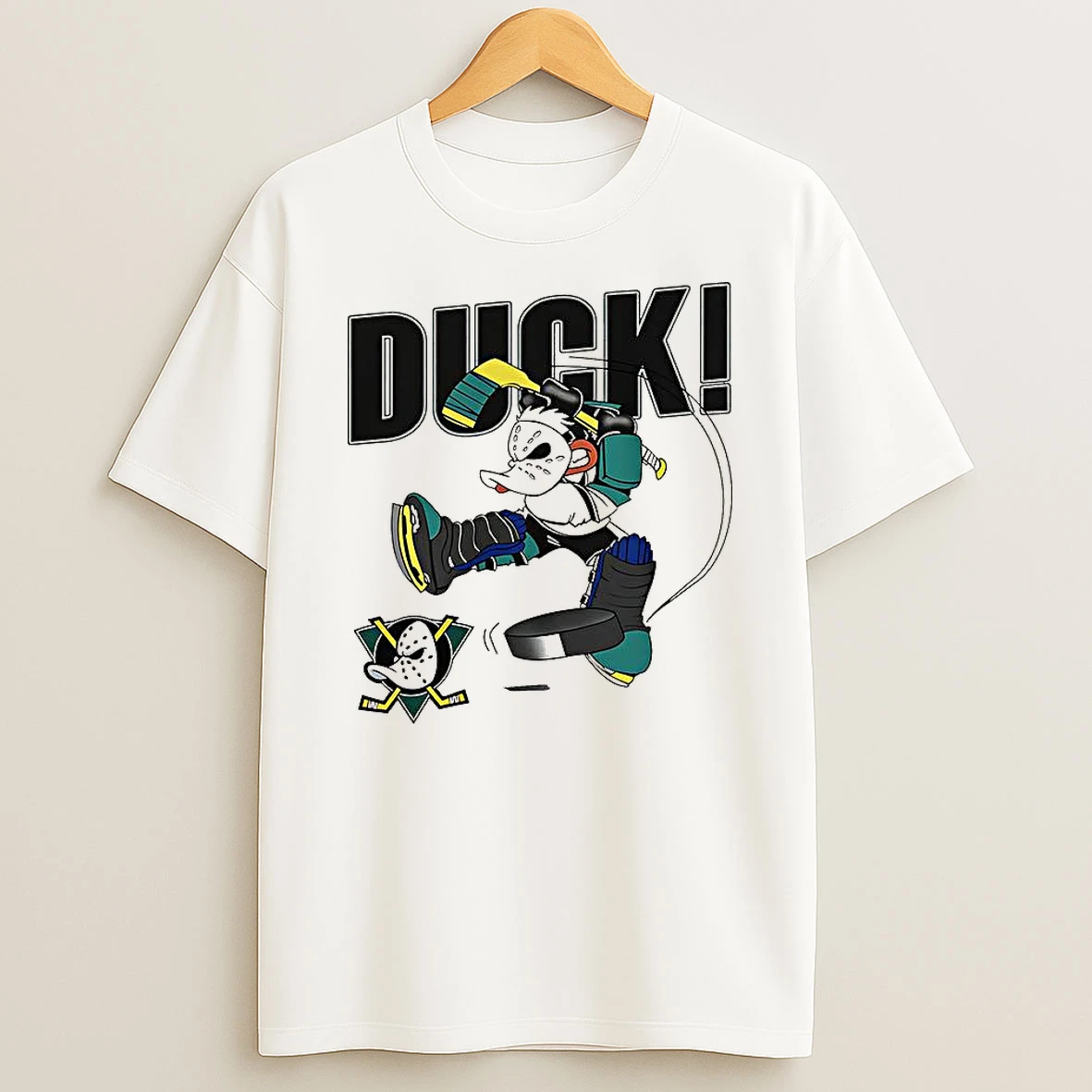 Anaheim Mighty Ducks Mascot Playing Hockey 90s T Shirt