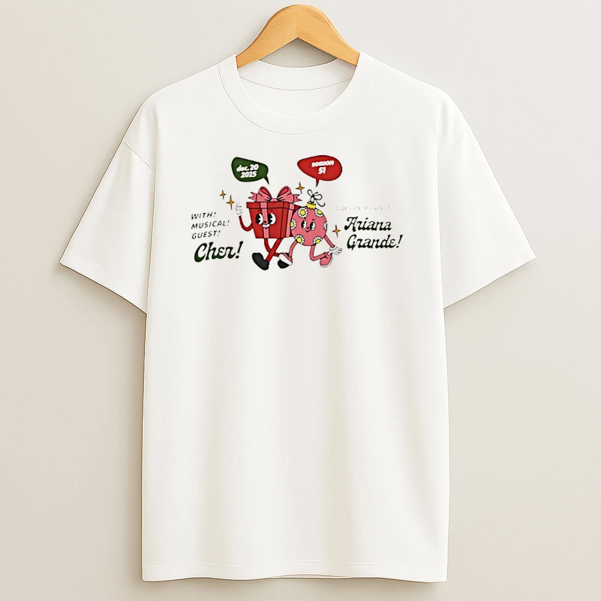 Ariana Grande With Musical Guest Cher And Your Host Season 51 Dec 20 2025 T Shirt