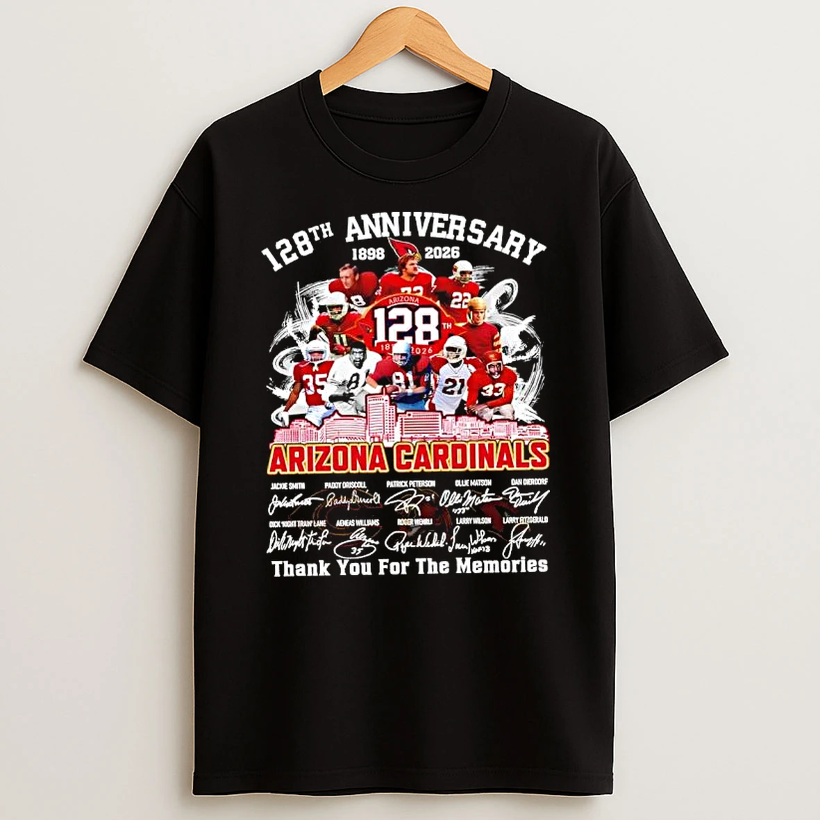 Arizona Cardinals 1998 2026 128th Anniversary Thank For The Memories Signatures T Shirt