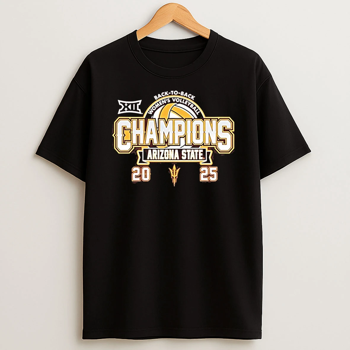 Arizona State Sun Devils 2025 Big 12 Womens Volleyball Champions Back To Back T Shirt