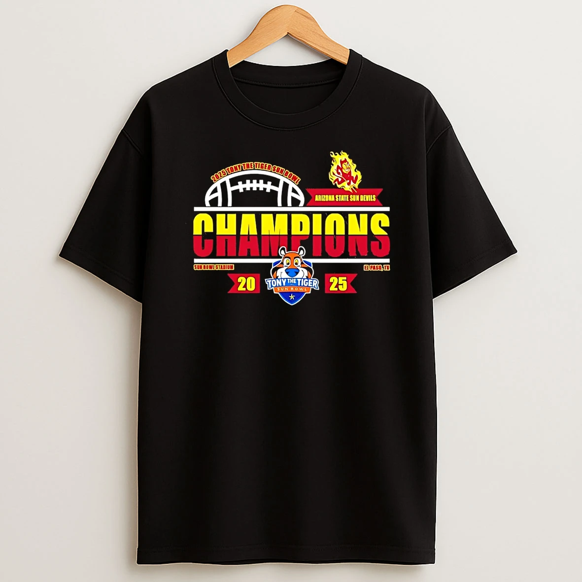 Arizona State Sun Devils 2025 Tony The Tiger Sun Bowl Champions Classic T Shirt