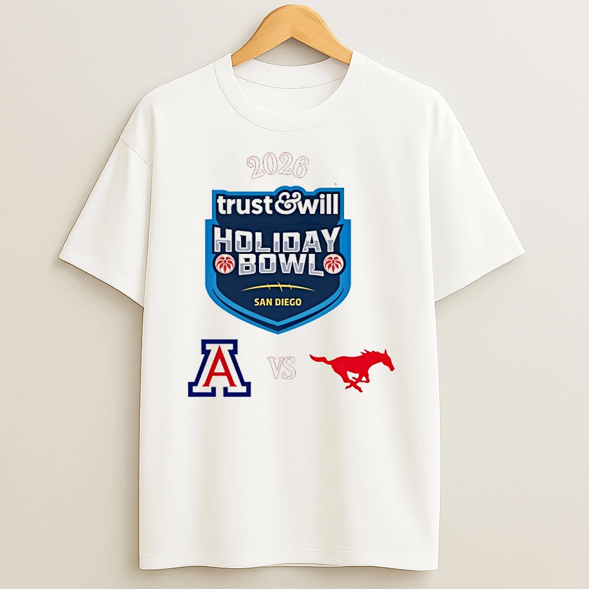 Arizona Wildcats Vs Smu Mustangs 2026 Trust And Will Holiday Bowl T Shirt