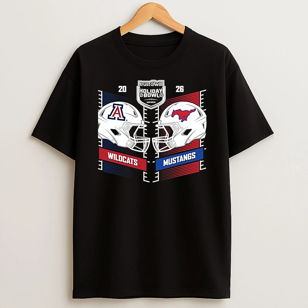 Arizona Wildcats Vs Smu Mustangs 2026 Holiday Bowl Head To Head T Shirt
