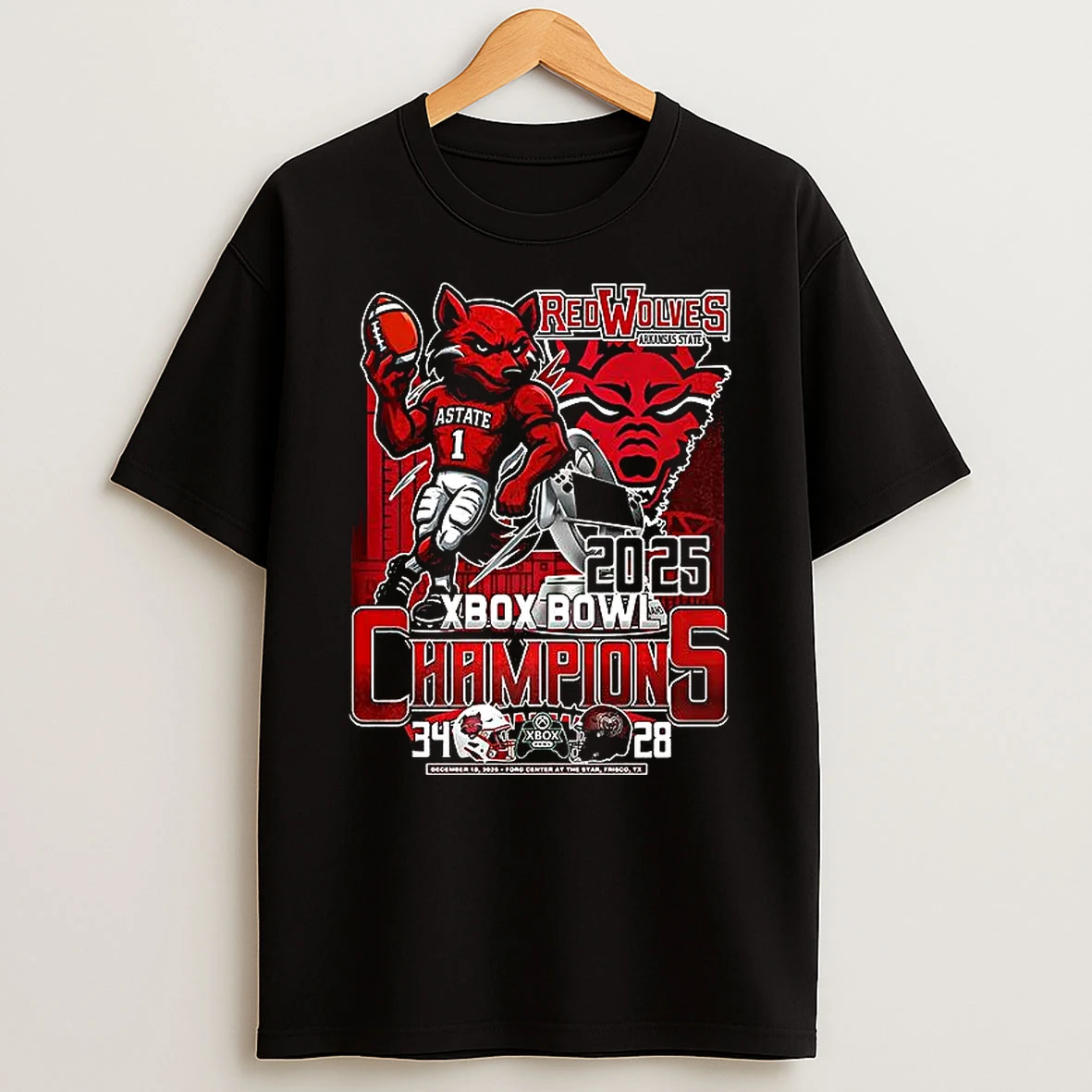 Arkansas State Red Wolves 2025 Xbox Bowl Champions Mascot T Shirt