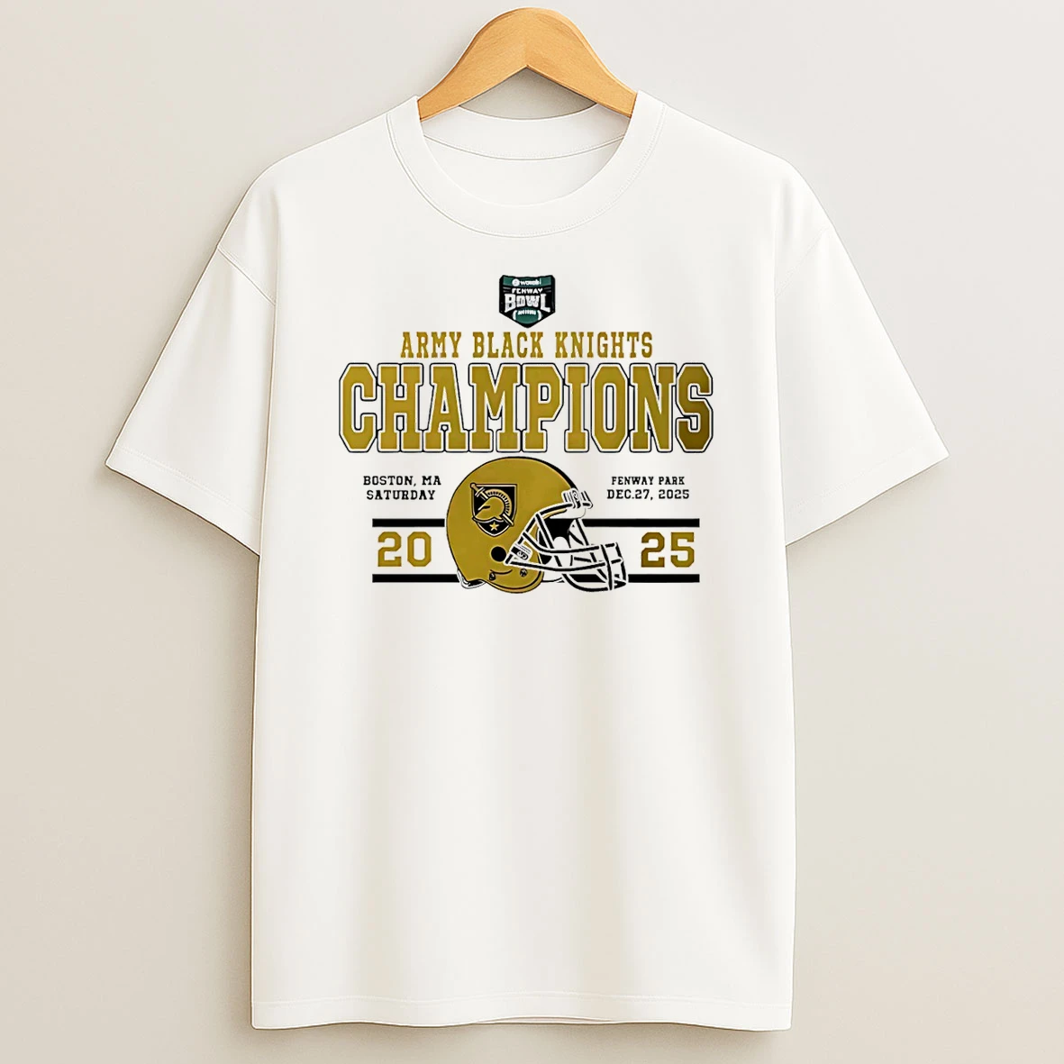 Army Black Knights Football 2025 Wasabi Fenway Bowl Champions Classic T Shirt