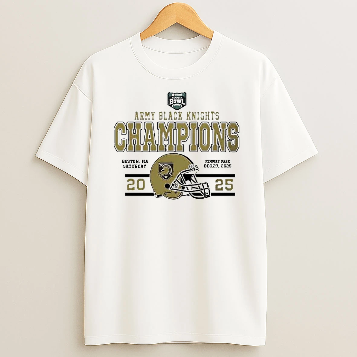 Army Black Knights Football Named To Champions 2025 Wasabi Fenway Bowl Boston Ma Saturday Dec 27 2025 Helmet T Shirt