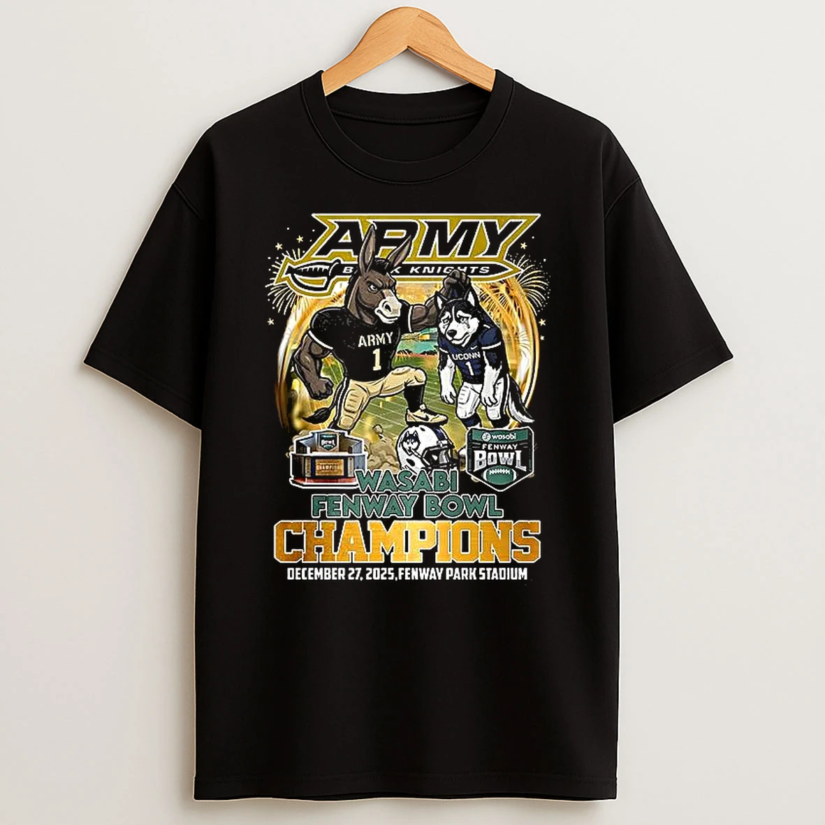 Army Black Knights Mascot Wasabi Fenway Bowl Champions T Shirt