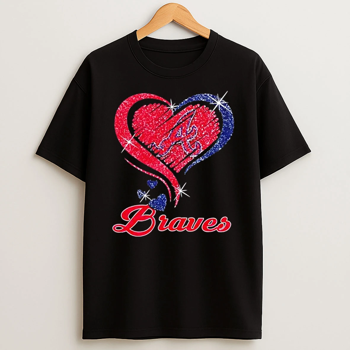 Atlanta Braves Baseball In Glitter Heart Fans T Shirt