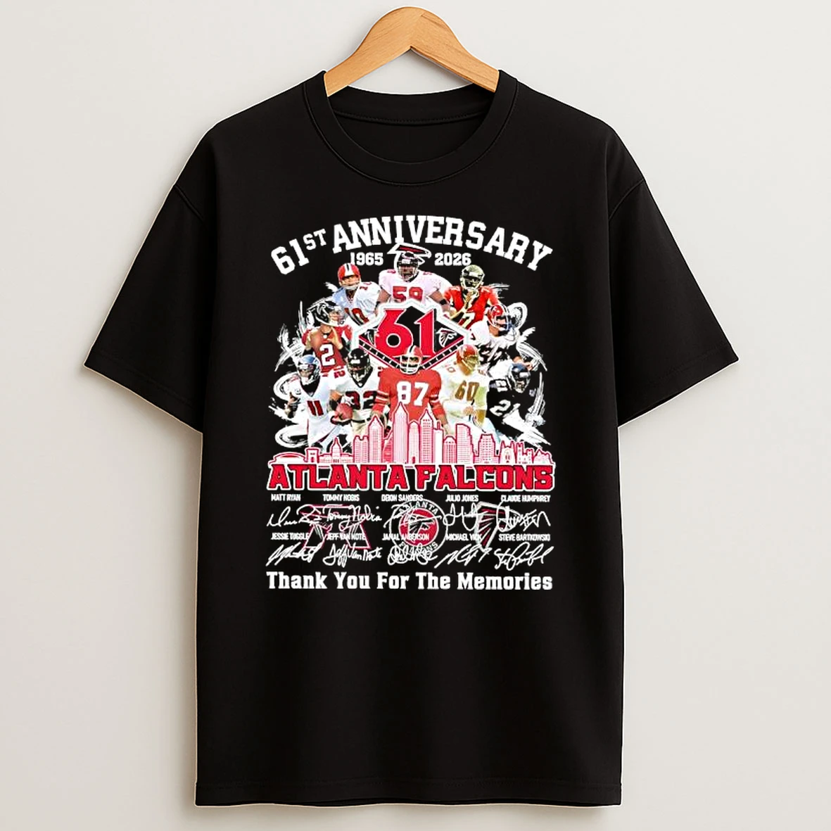 Atlanta Falcons 1965 2026 61st Anniversary Thank For The Memories Signature T Shirt