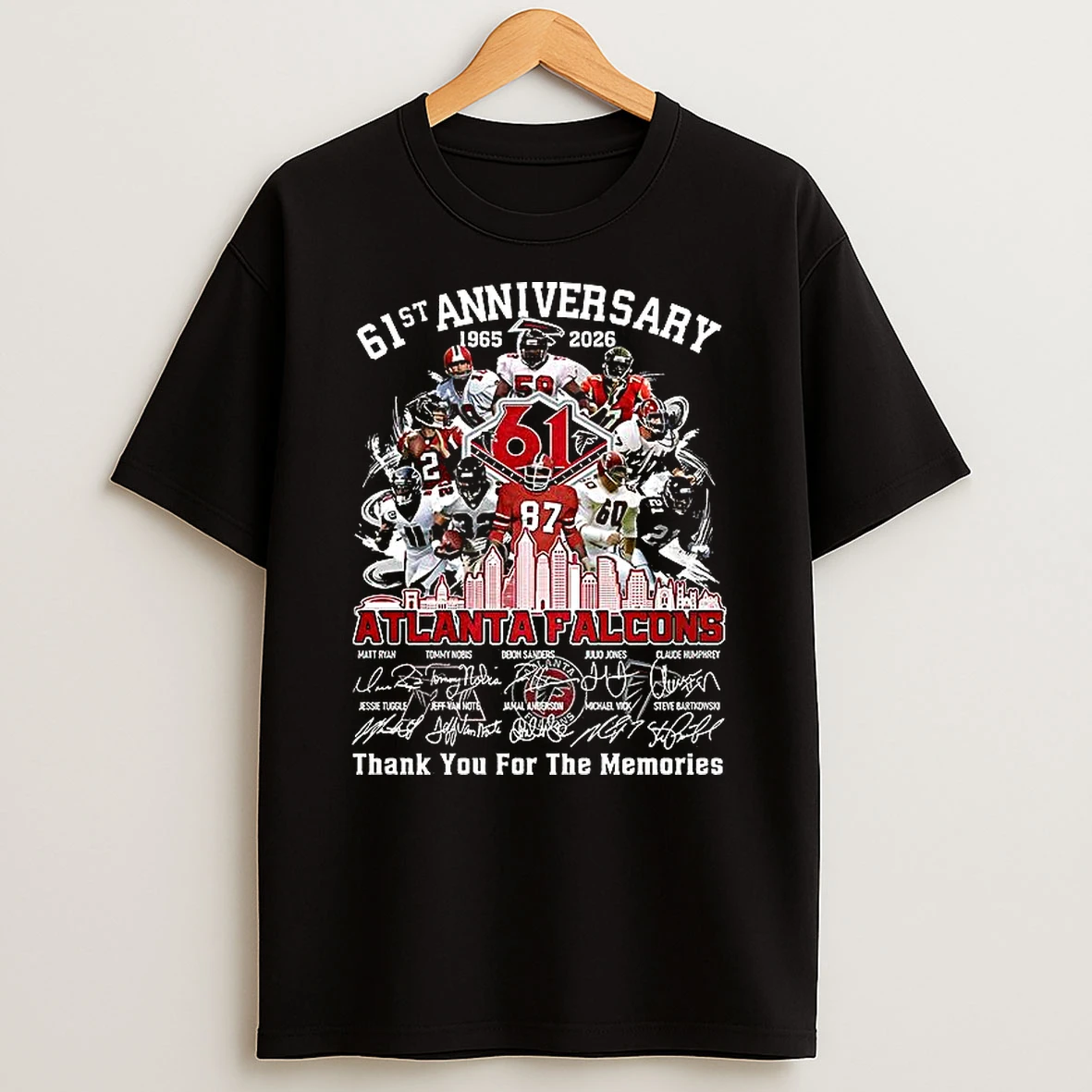 Atlanta Falcons 61st Anniversary 1965 2026 Thank You For The Memories Signature T Shirt