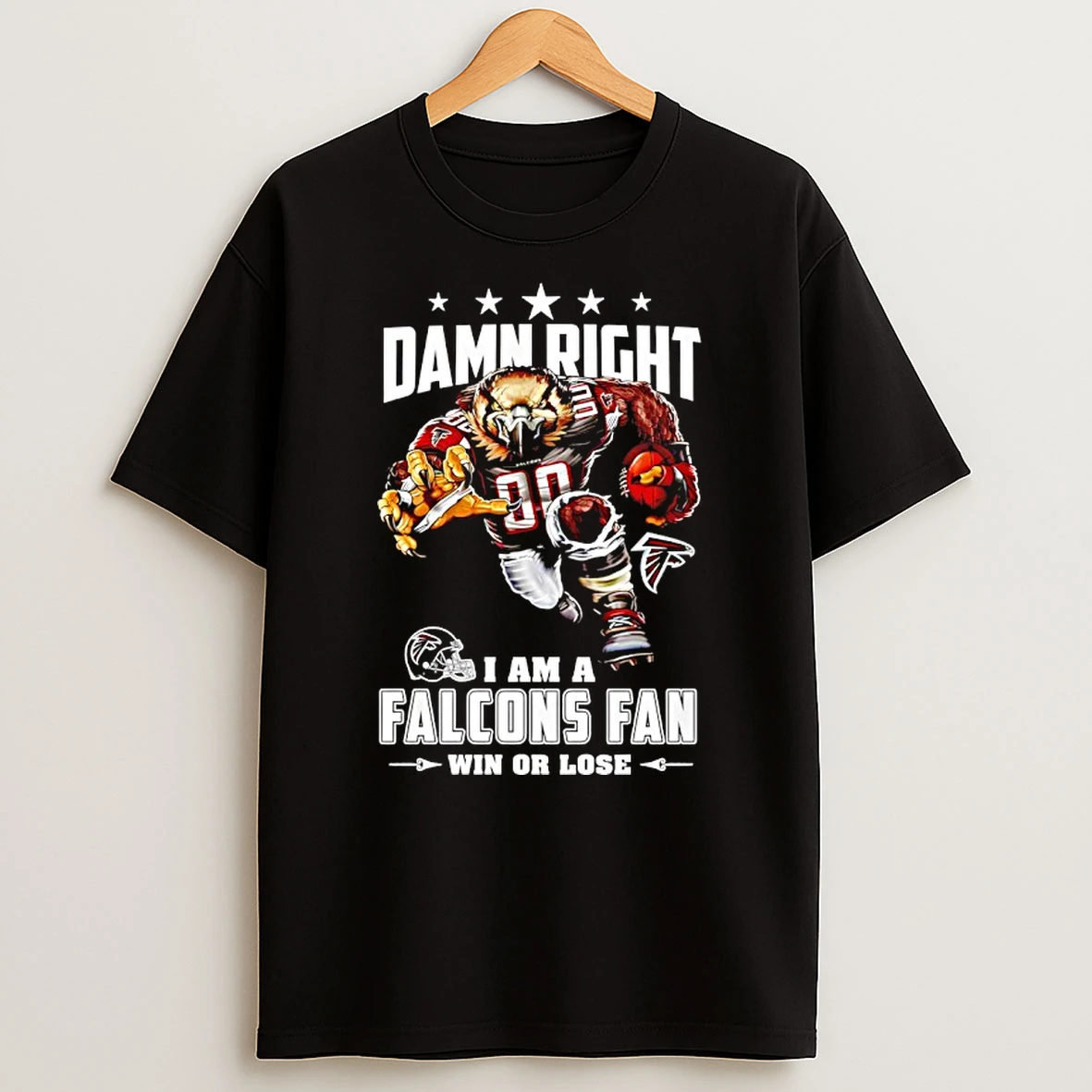 Atlanta Falcons Mascot Damn Right I Am A Cowboys Fan Win Or Lose T Shirt