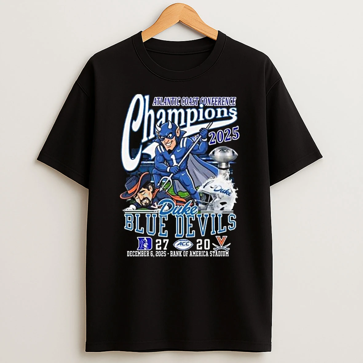 Atlantic Coast Conference Champions 2025 Duke Blue Devils Winner Mascot T Shirt