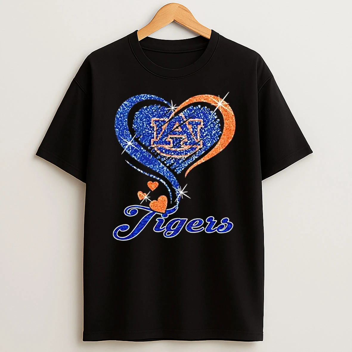 Auburn Tigers Football In Glitter Heart Fans T Shirt