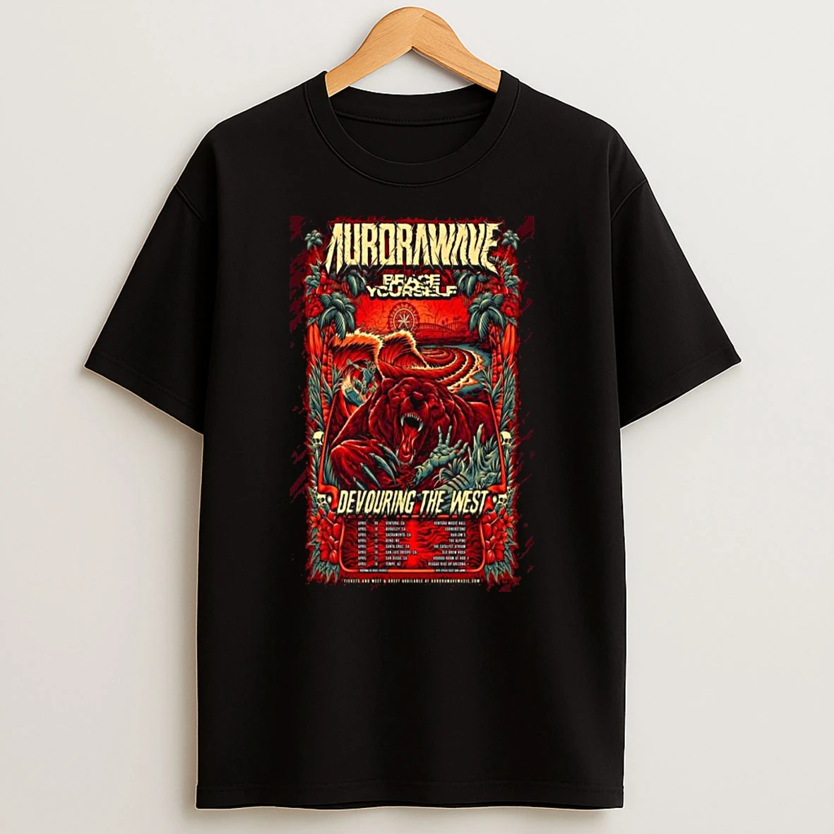 Aurora Wave Brace Yourself Devouring The West April Tour 2026 T Shirt