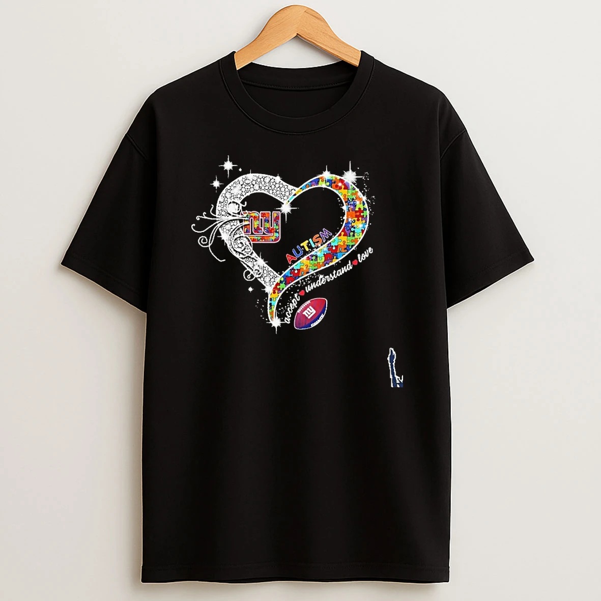 Autism Heart Accept Understand Love Ball New York Giants Logo T Shirt