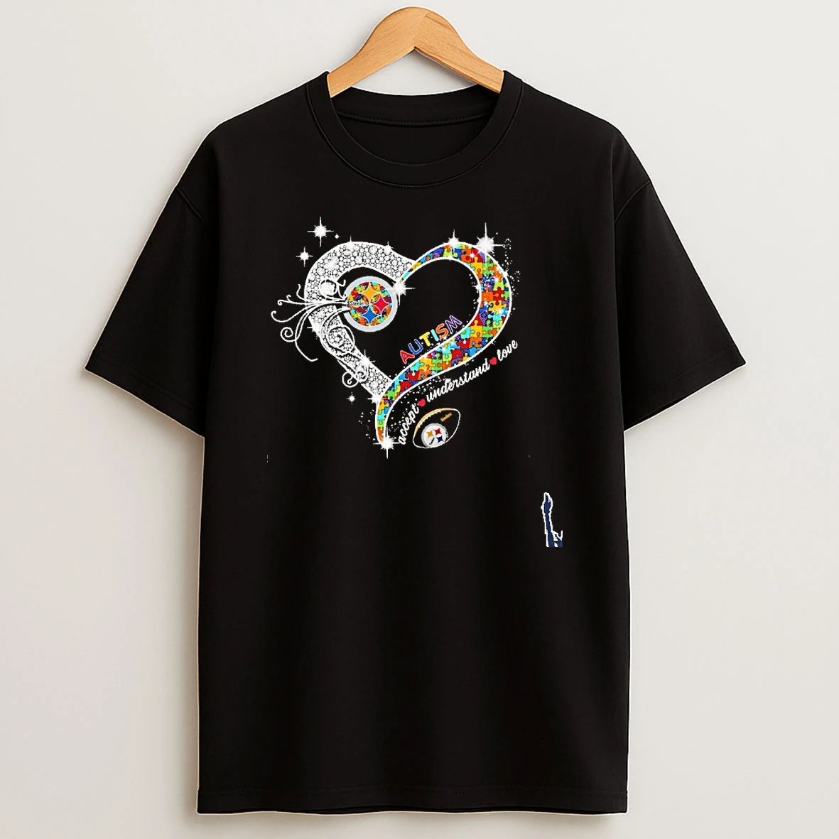 Autism Heart Accept Understand Love Ball Steelers Logo T Shirt