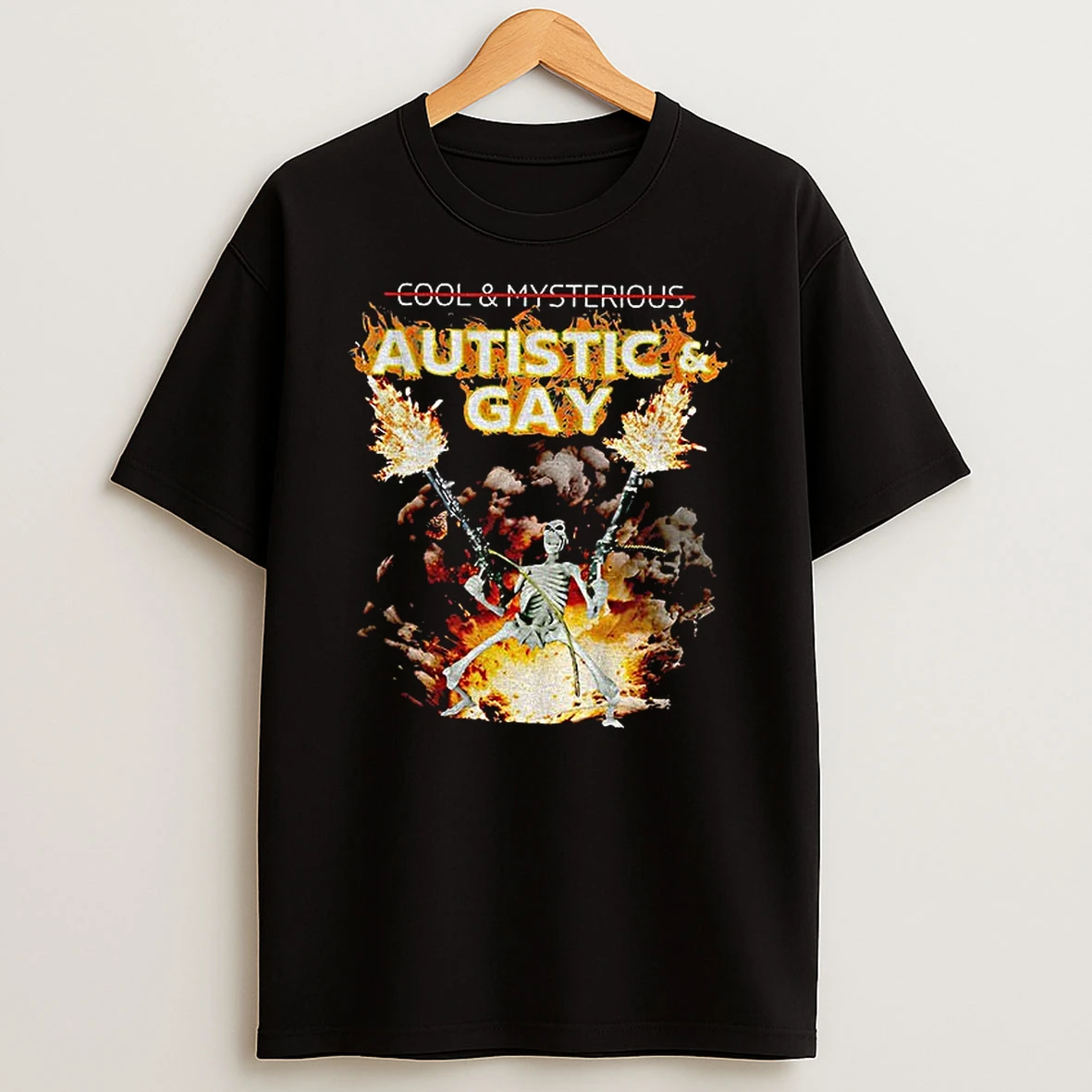 Autistic And Gay Skeleton Explosion T Shirt