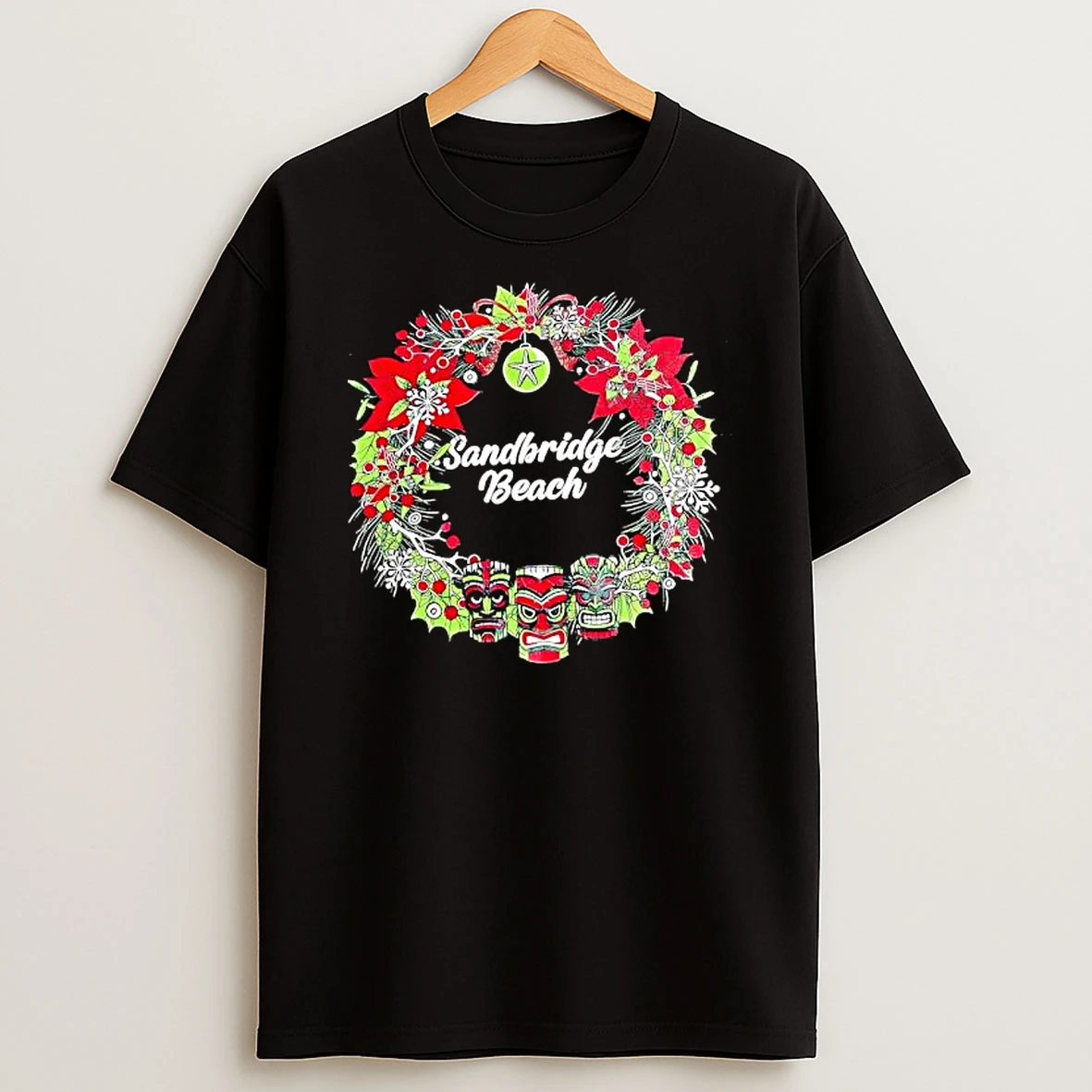 Awesome Sandbridge Beach Christmas Wreath T Shirt