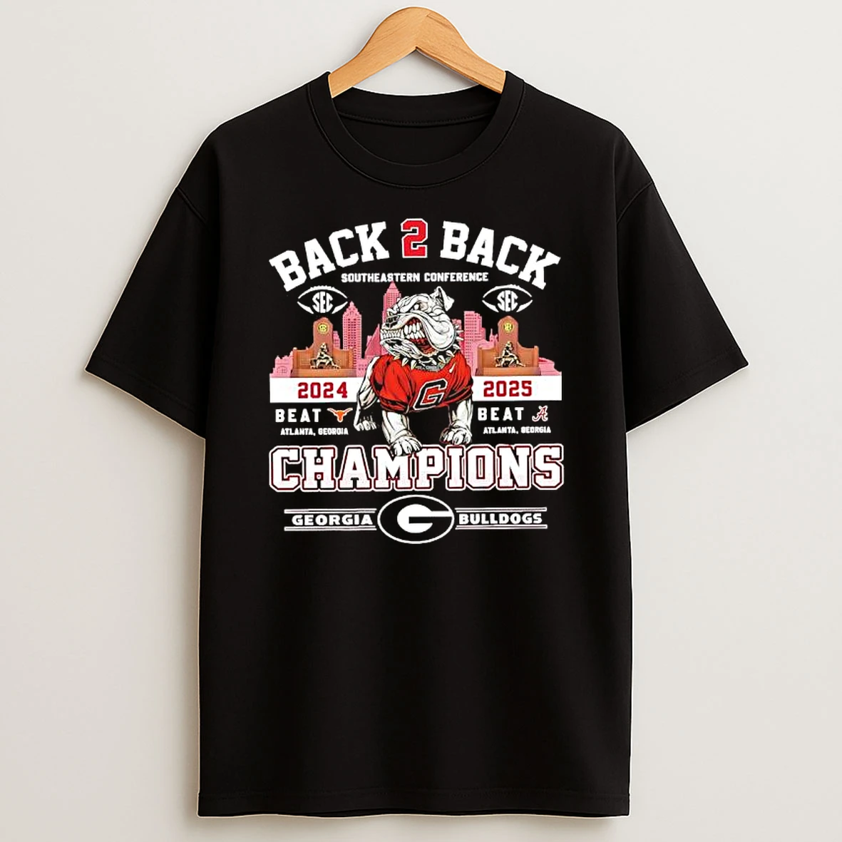 Back 2 Back Mascot Georgia Football 2024 2025 Sec Champions Beat T Shirt