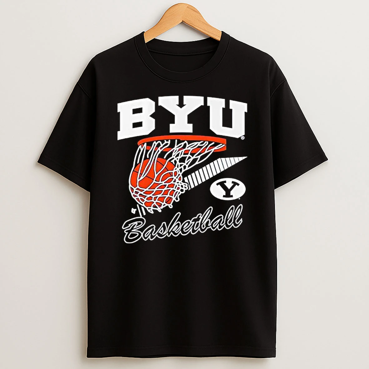 Byu Basketball Retro Swish Logo T Shirt