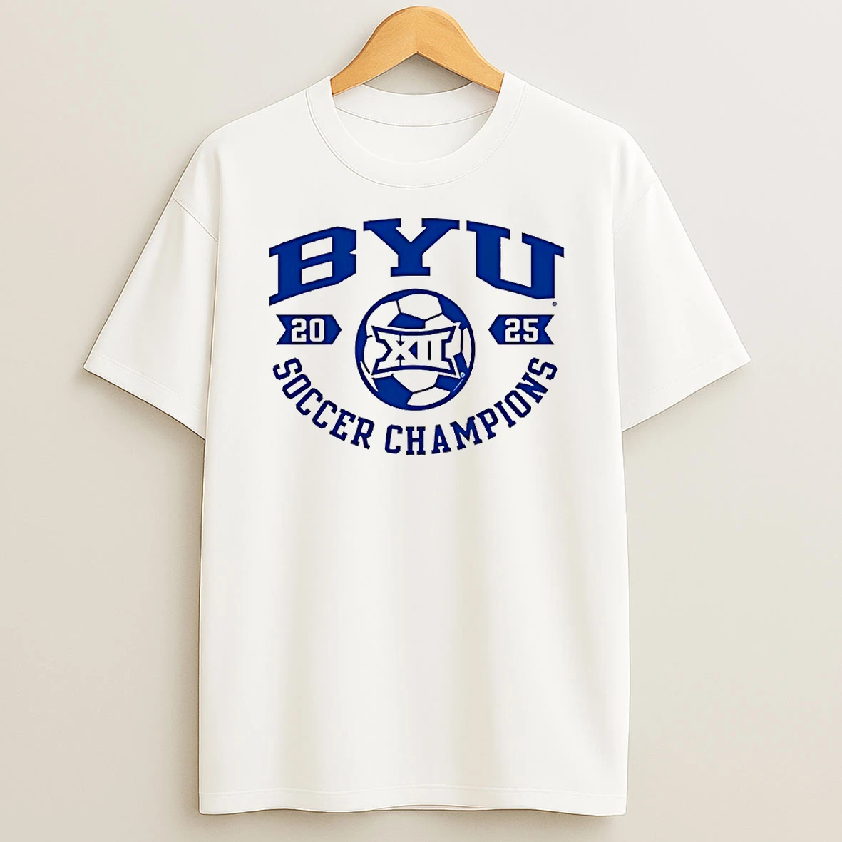 Byu Cougars 2025 Big 12 Soccer Champions Circle T Shirt
