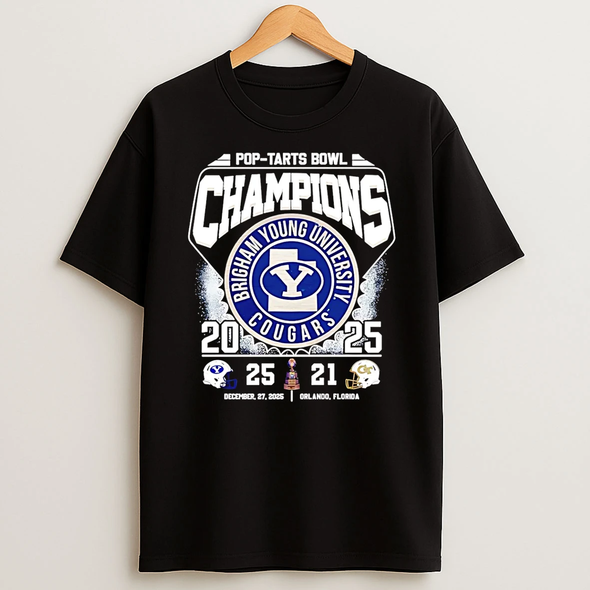 Byu Cougars 2025 Pop Tarts Bowl Champions Score Vintage T Shirt