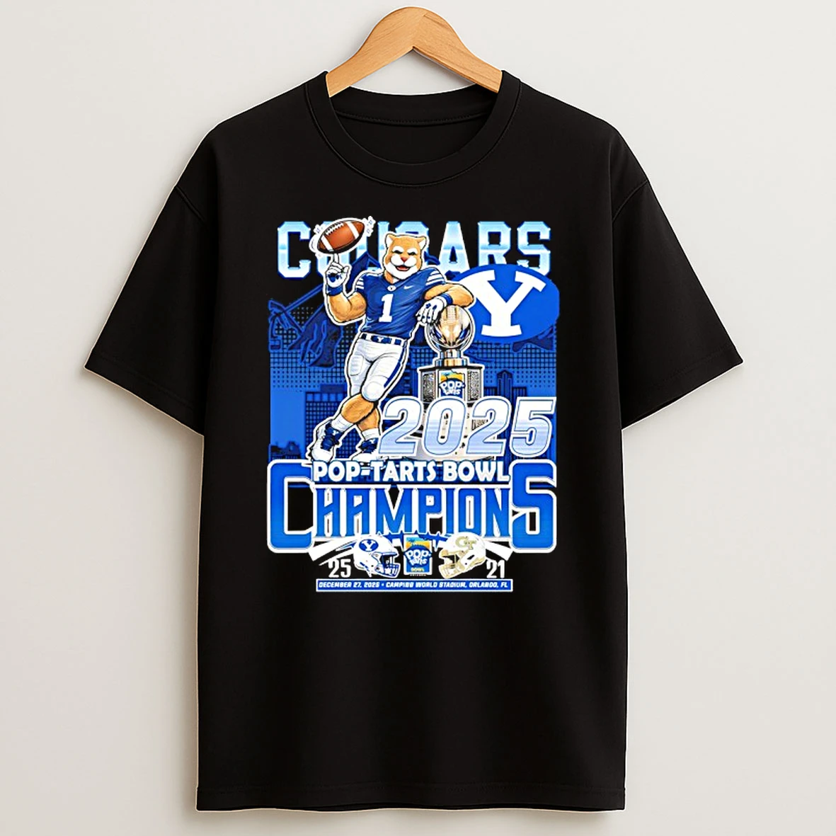 Byu Cougars Beat Georgia Tech Yellow Jackets Football Champions At Pop Tarts Bowl 2025 T Shirt