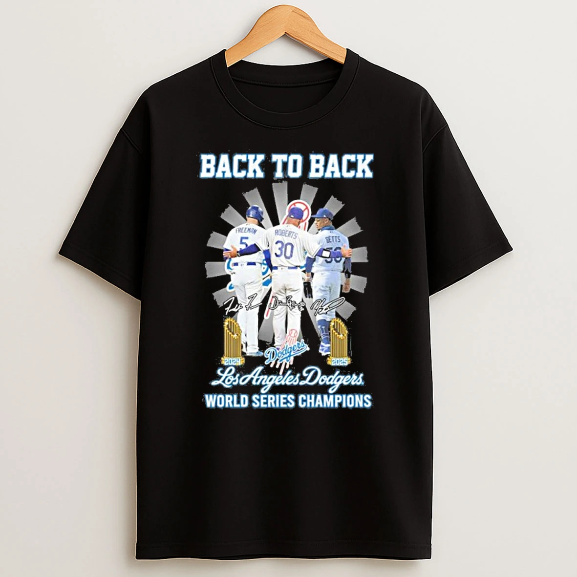 Back To Back Player Signature Los Angeles Dodgers World Series Champions T Shirt