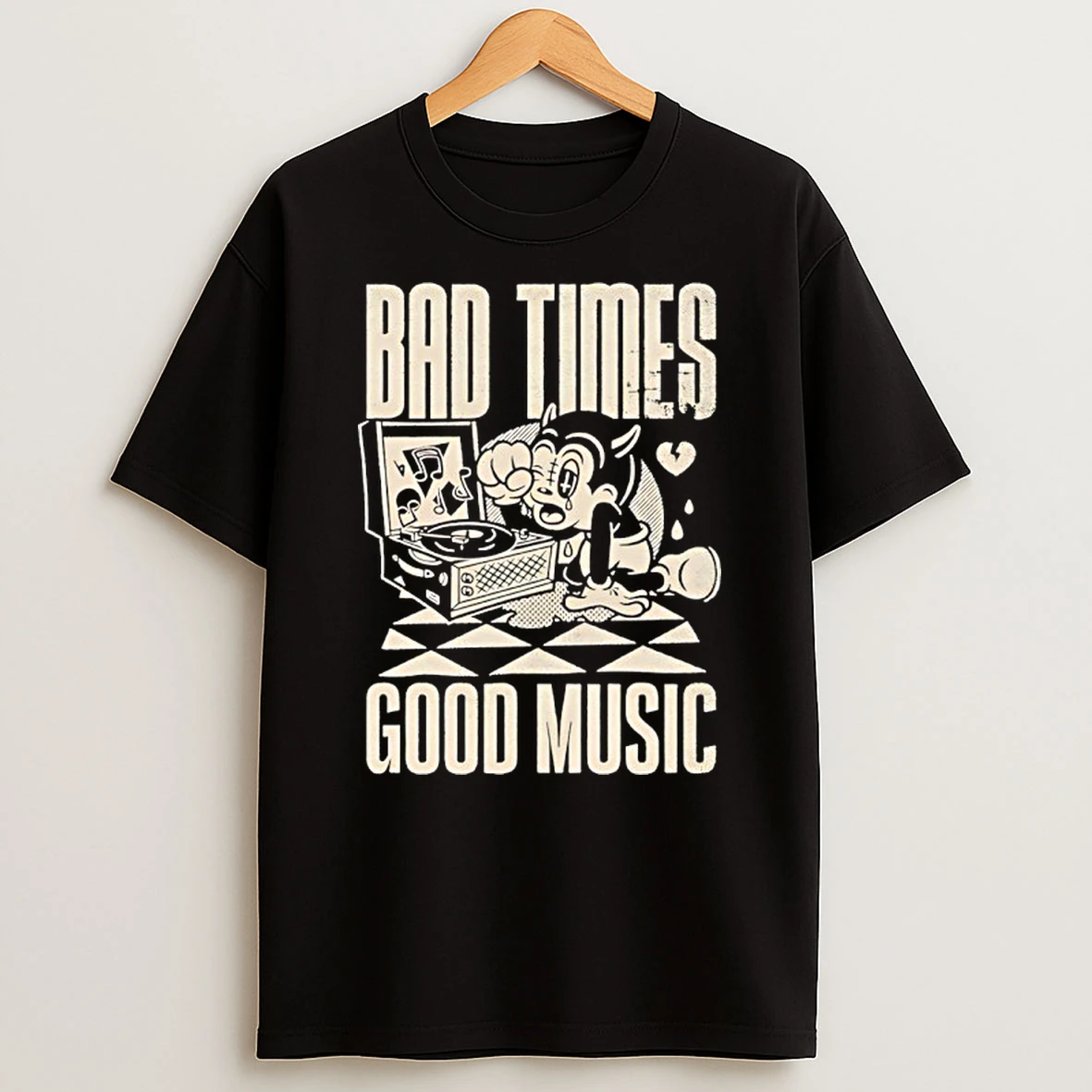 Bad Times Good Music Cartoon Vintage T Shirt