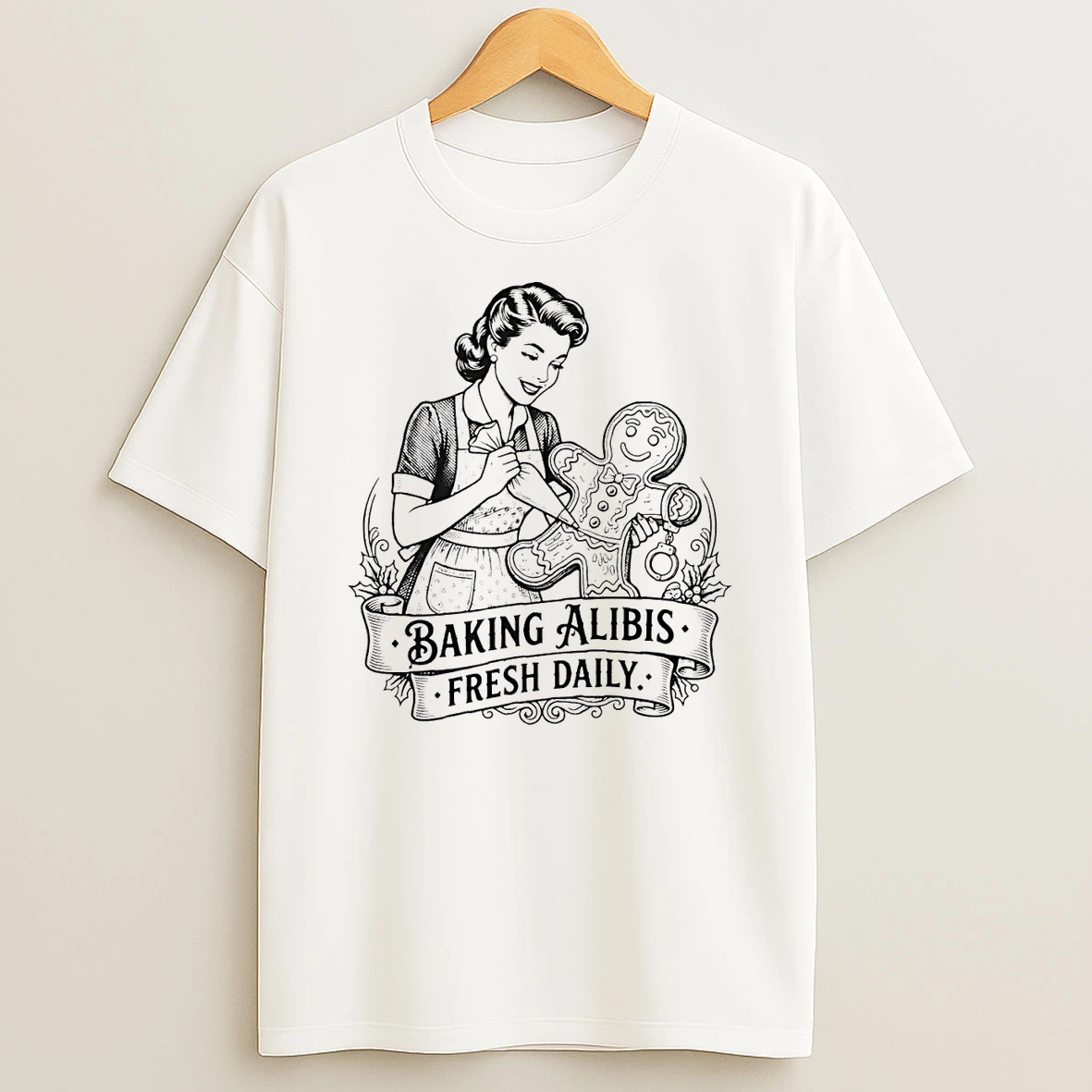 Baking Alibis Gingerbread Fresh Daily Christmas T Shirt