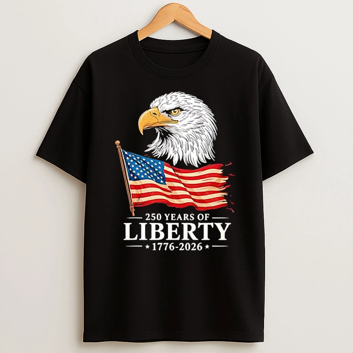 Bald Eagle And American Flag 250 Years Of Liberty 1776 2026 Graphic T Shirt