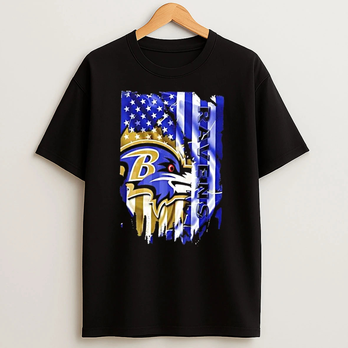 Baltimore Ravens Football X American Flag T Shirt