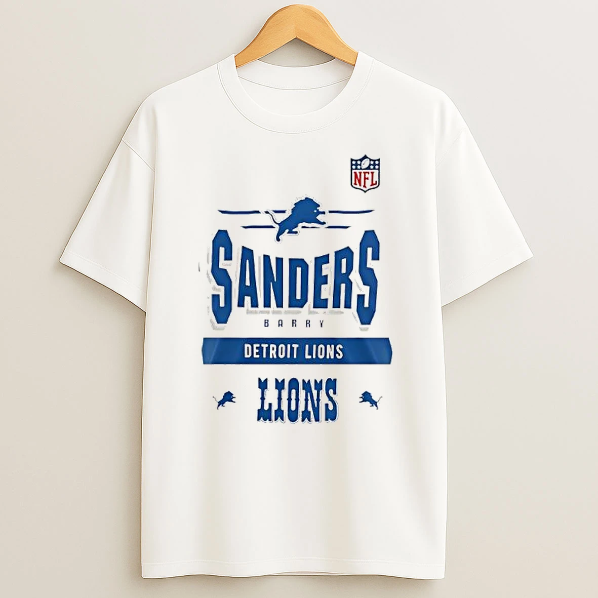 Barry Sanders Detroit Lions Name Number Team Origins Vintage Logo T Shirt