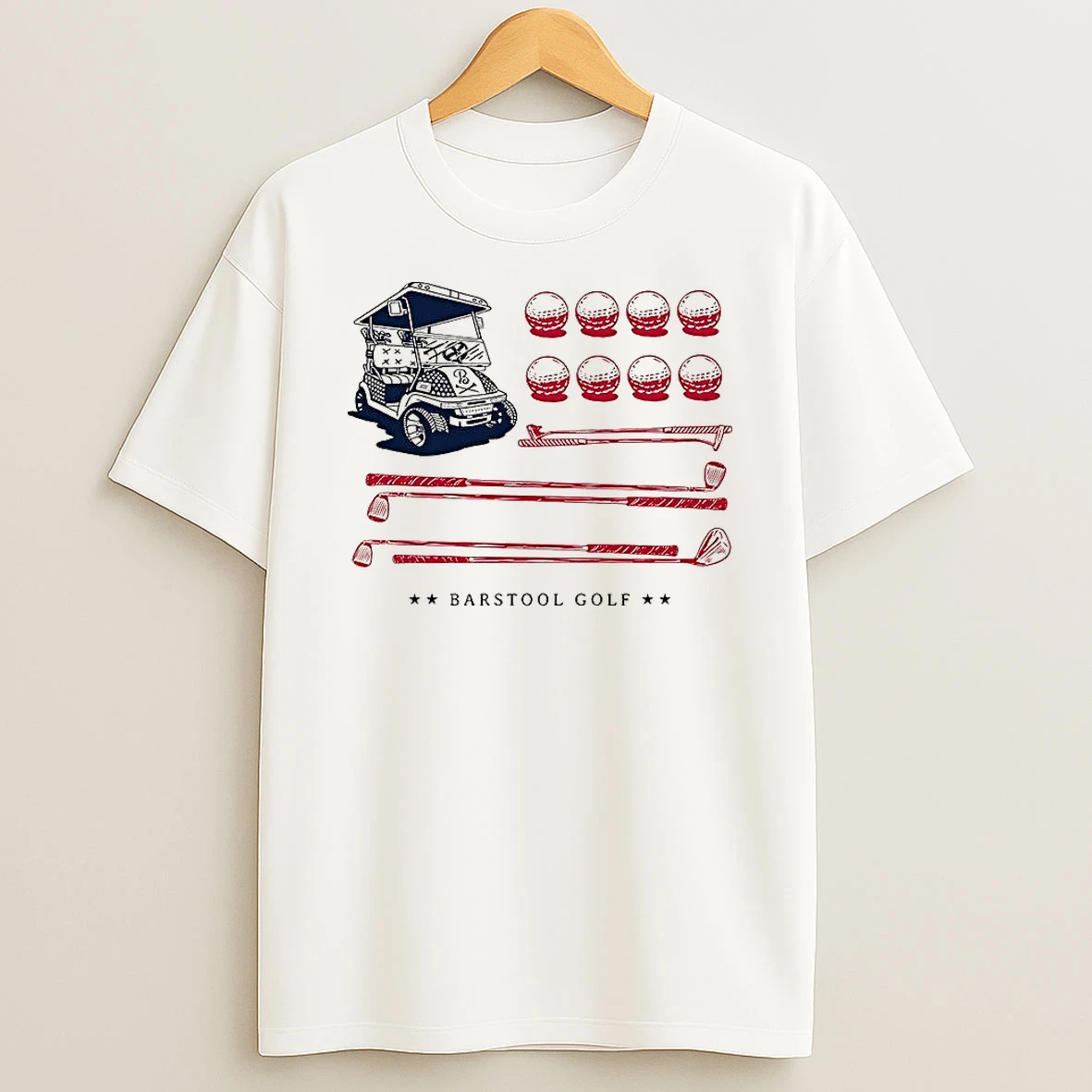 Barstool Golf Cart Ball And Club Usa Flag T Shirt