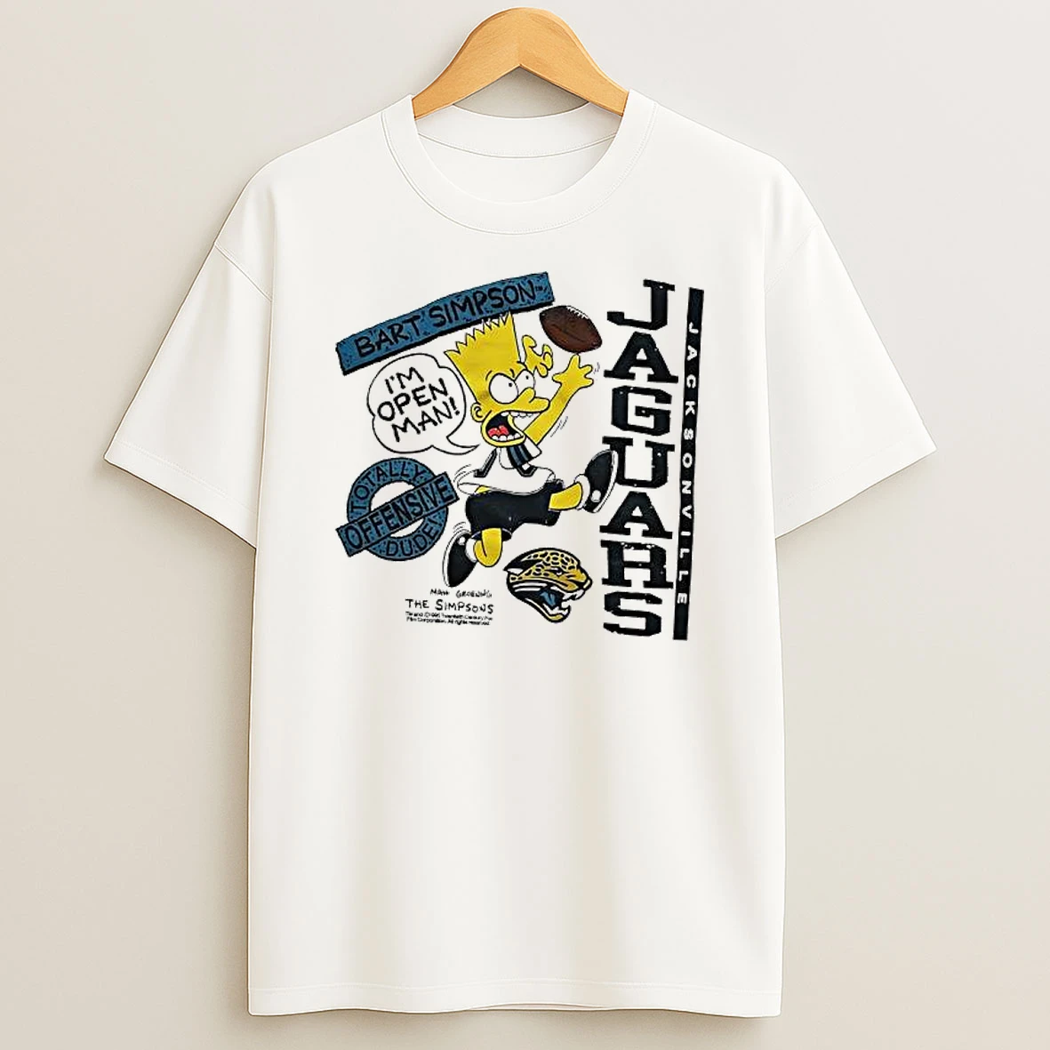 Bart Simpsons Im Open Man Vintage 90s Jacksonville Jaguars T Shirt
