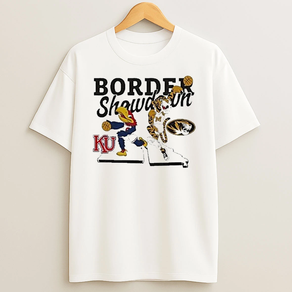 Basketball Border Showdown Ku Vs Mizzou 2025 T Shirt