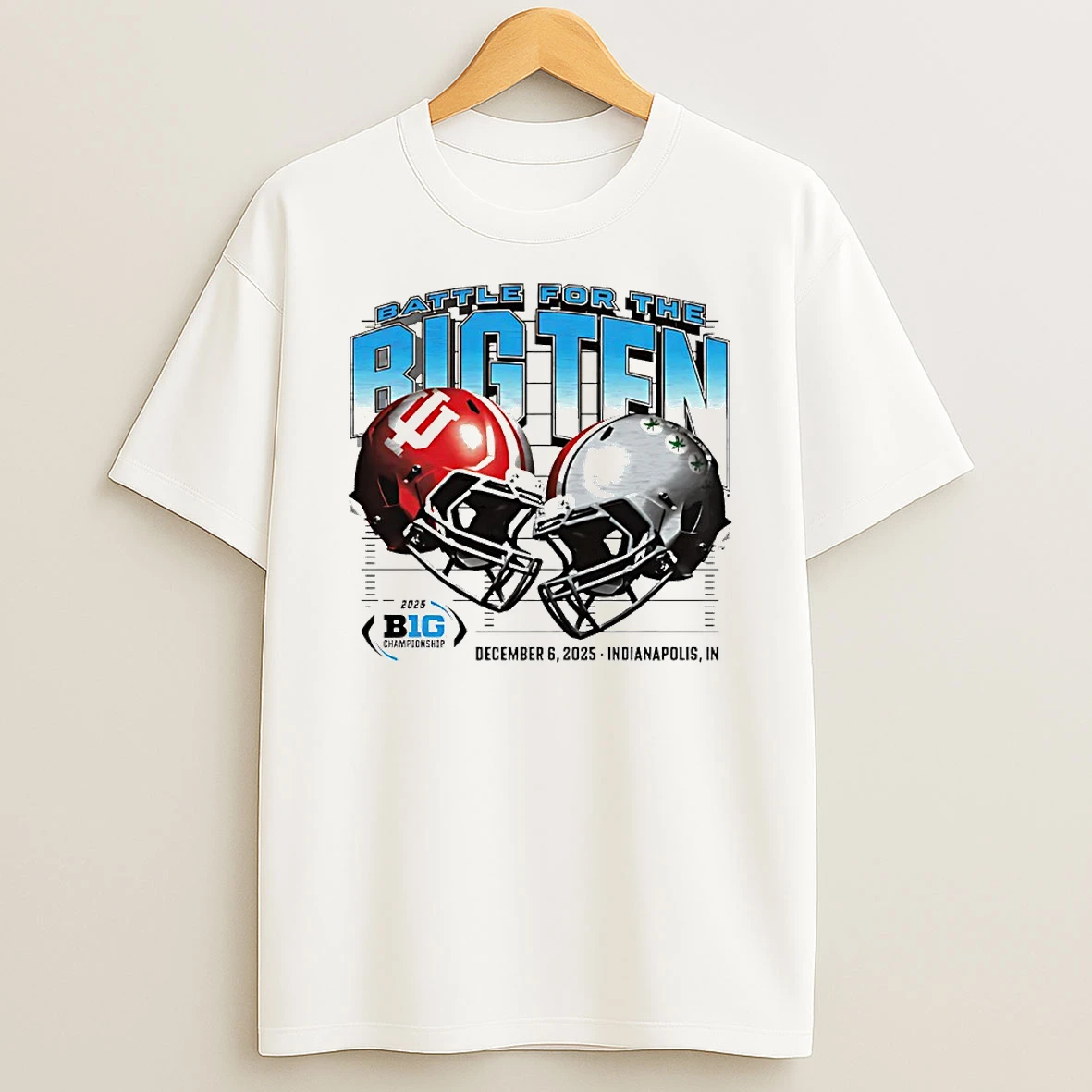 Battle For The Big Ten Indiana Hoosiers Vs Ohio State Buckeyes 2025 Head To Head Circle T Shirt
