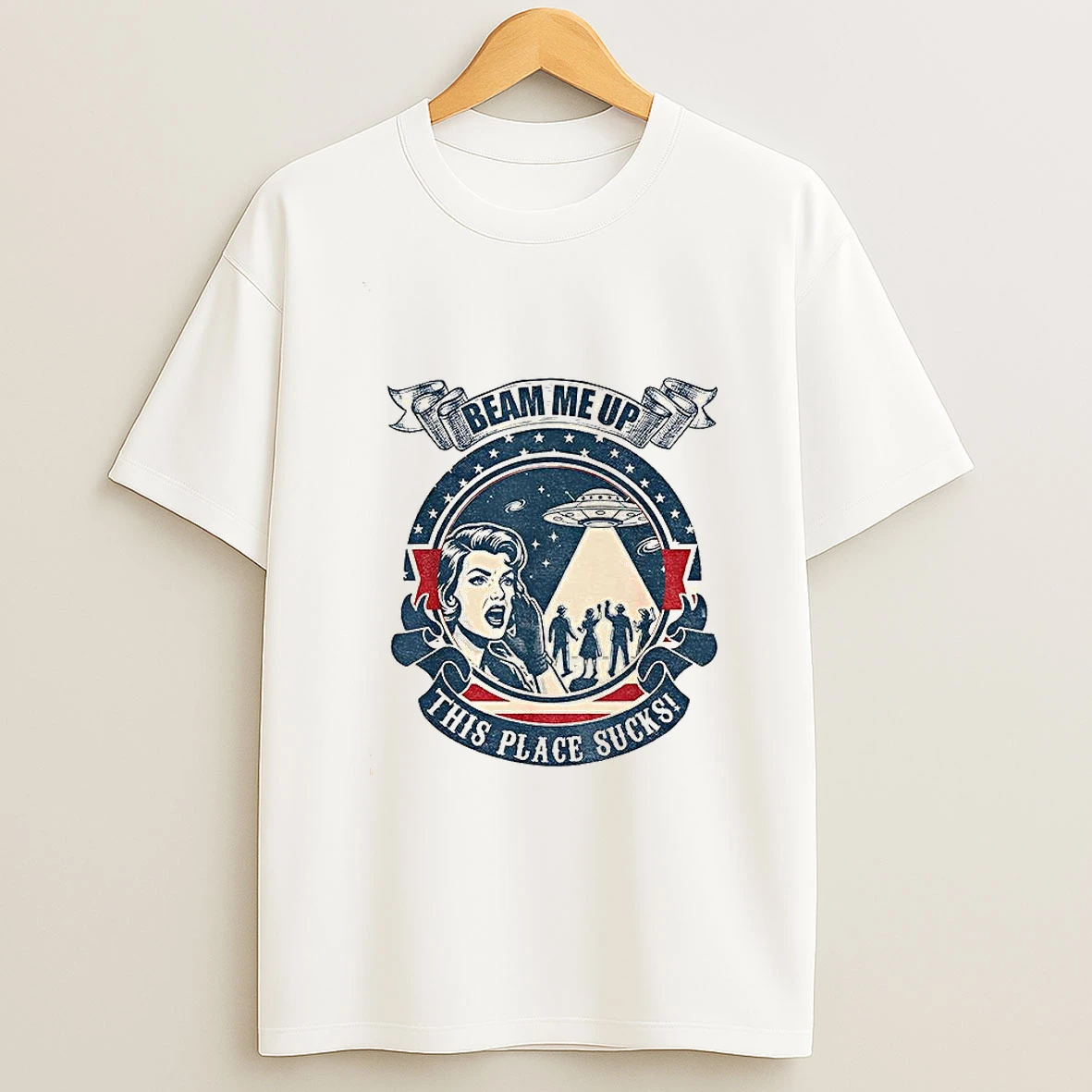 Beam Me Up This Place Sucks Sci Fi Alien T Shirt