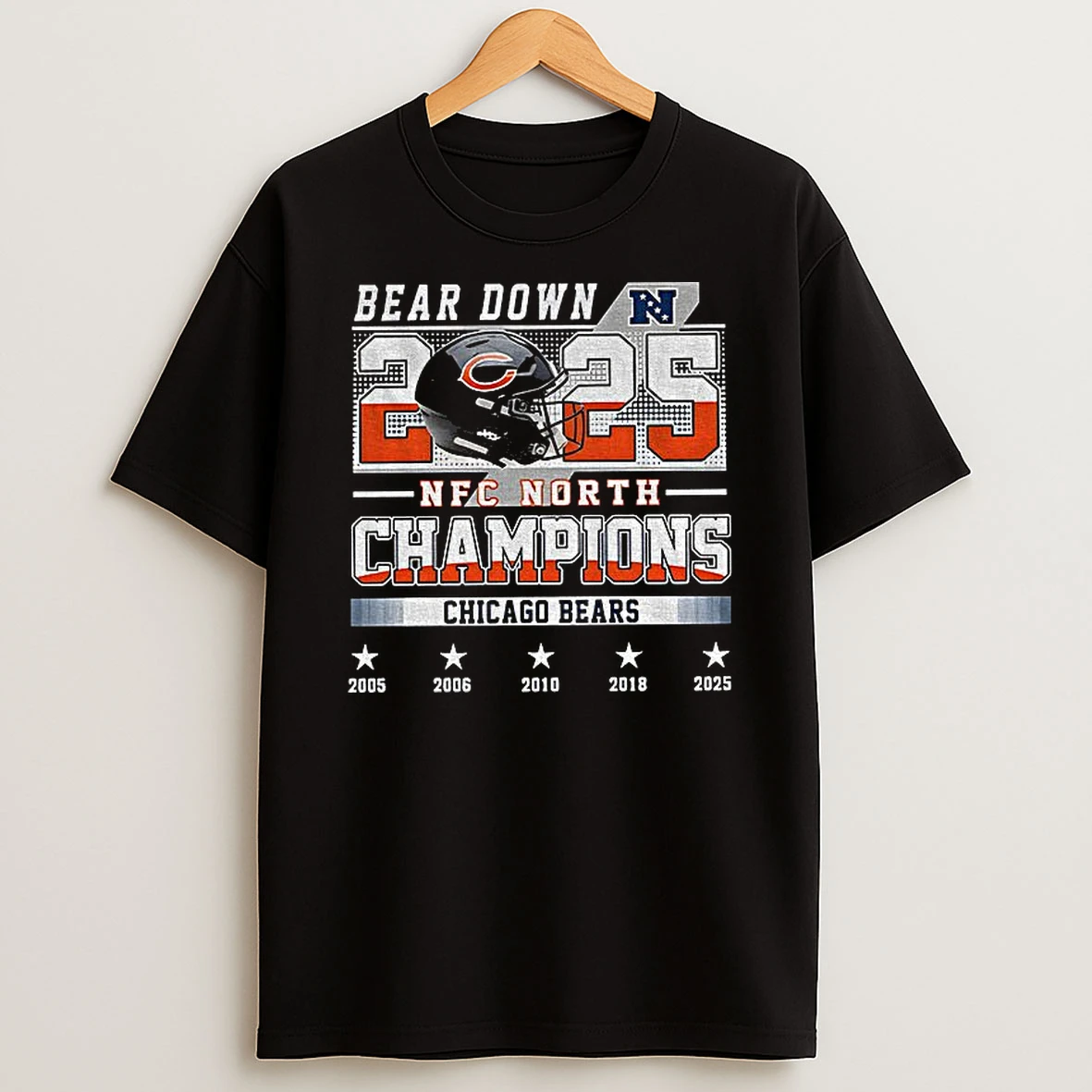 Bears Down 2025 Nfc North Champions Chicago Bears Football T Shirt