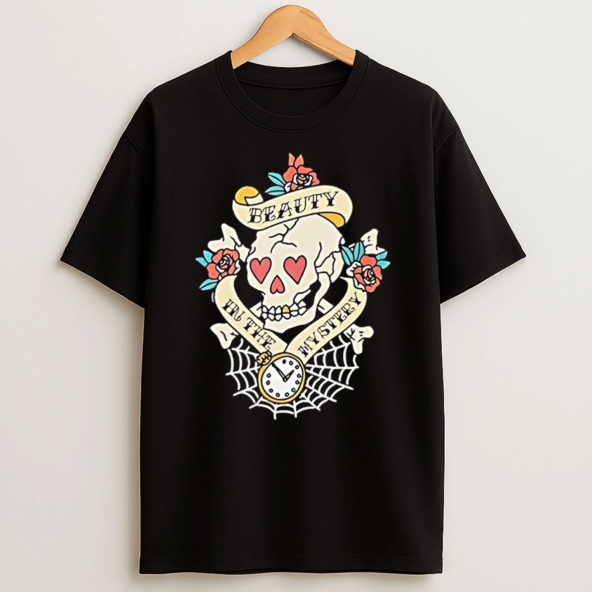 Beauty In The Mystery Tattoo Skull Rose Graphic T Shirt