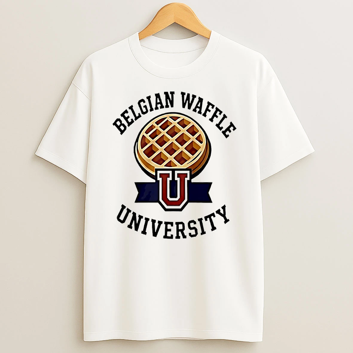 Belgian Waffle University Logo Circle T Shirt