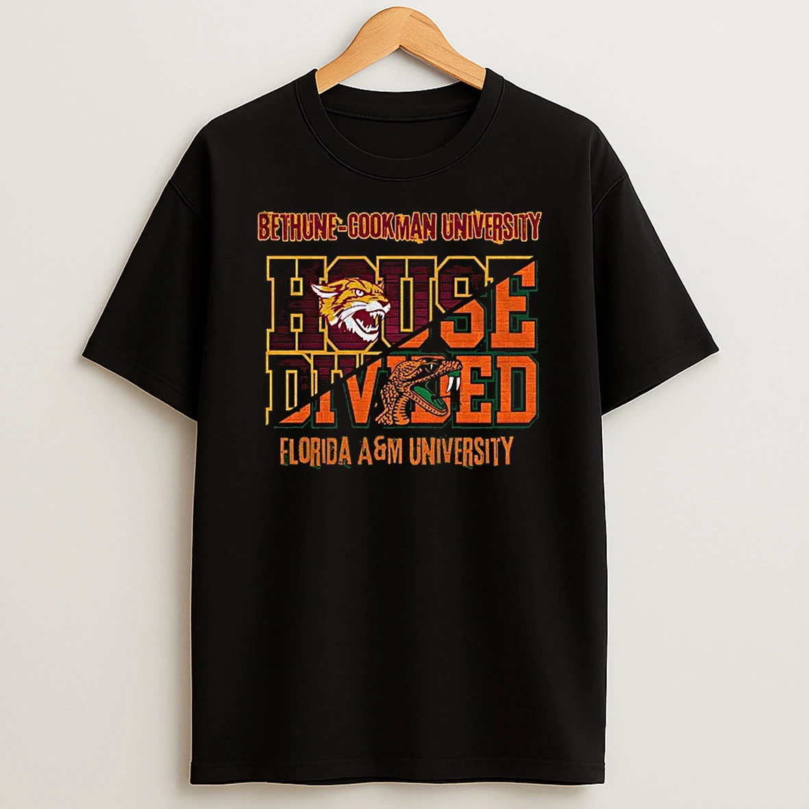Bethune Cookman Vs Florida Am University House Divided Logo T Shirt