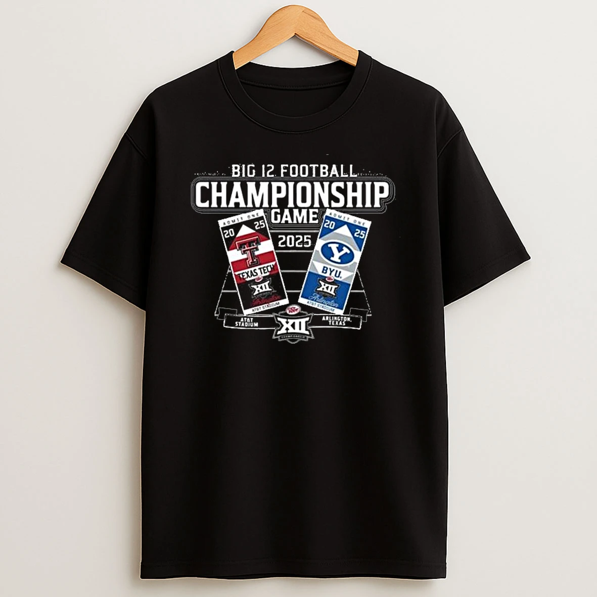 Big 12 2025 Football Championship Game Texas Tech Red Raiders Vs Byu Cougars Ticket T Shirt