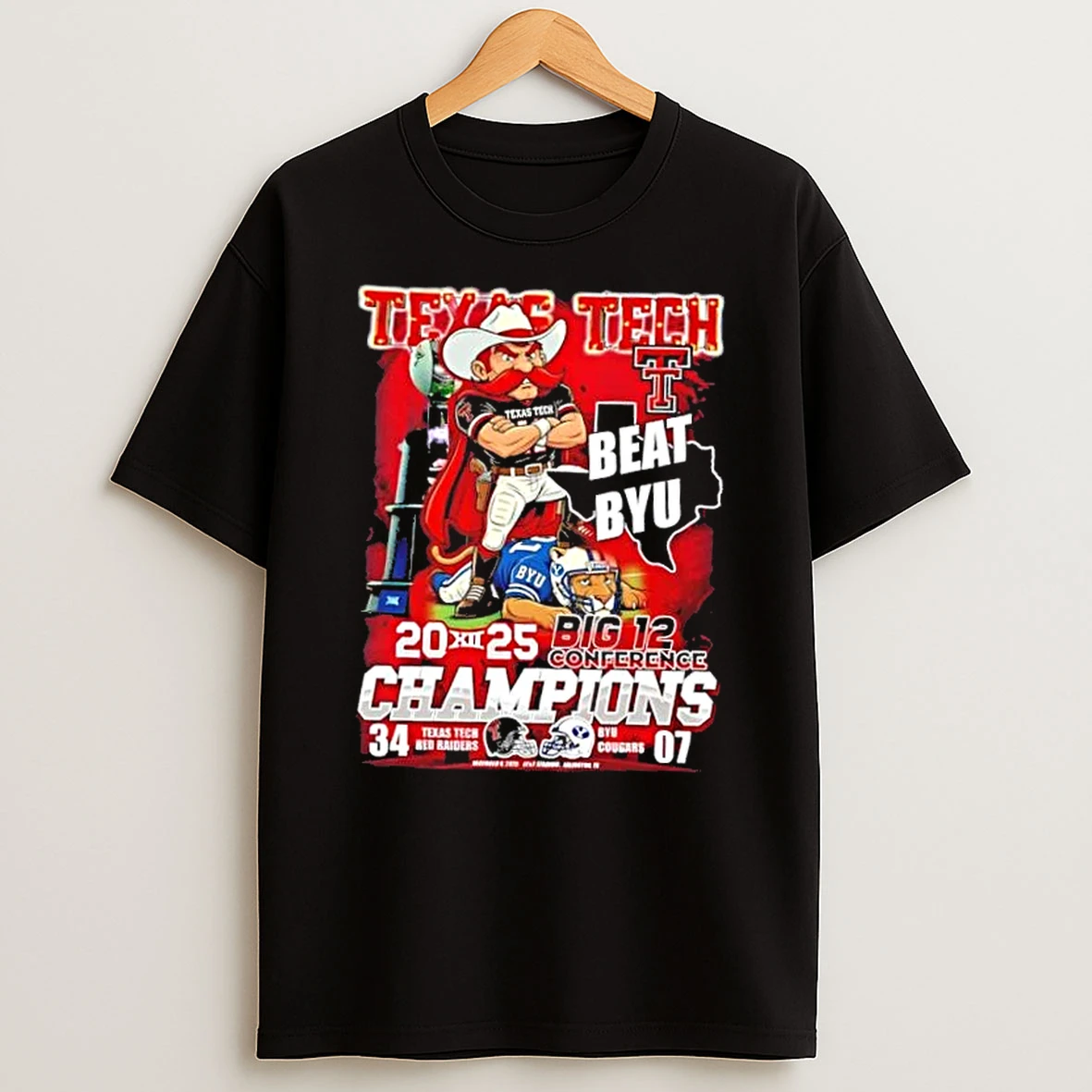 Big 12 Conference Champions Texas Tech Red Raiders Beat Byu Cougars Mascots T Shirt
