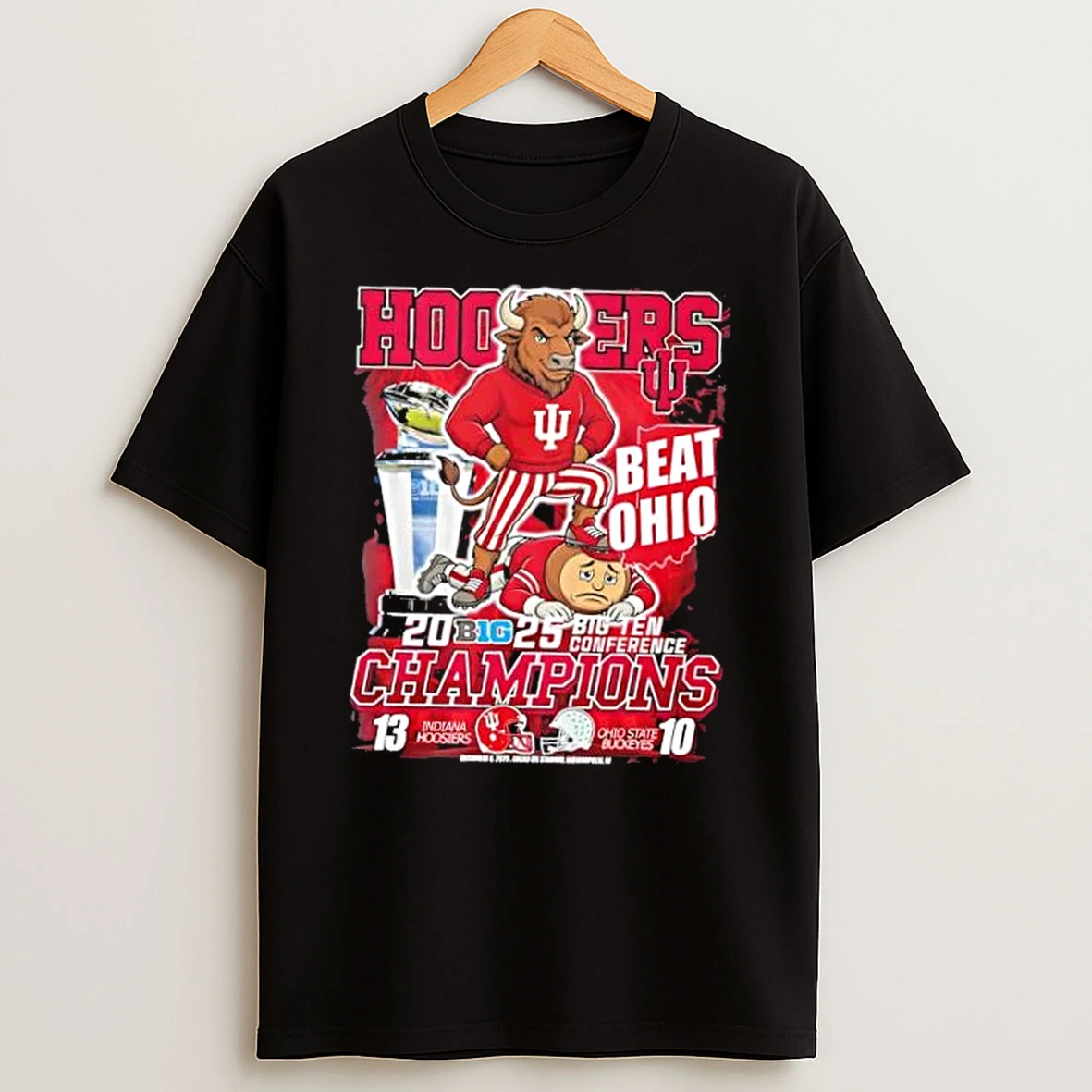 Big Ten Conference Champions Indiana Hoosiers Beat Ohio State Buckeyes Mascots T Shirt