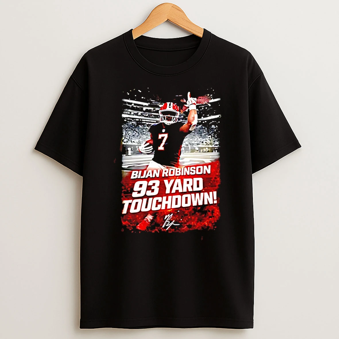 Bijan Robinson 93 Yard Touchdown Falcons Beated Rams Nfl 2025 T Shirt