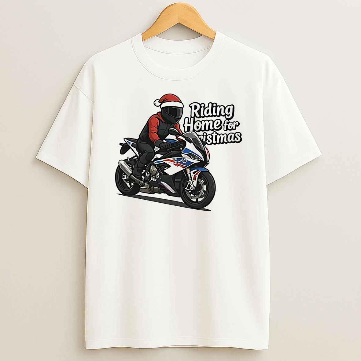 Biker Bmw S1000rr Riding Home For Christmas T Shirt